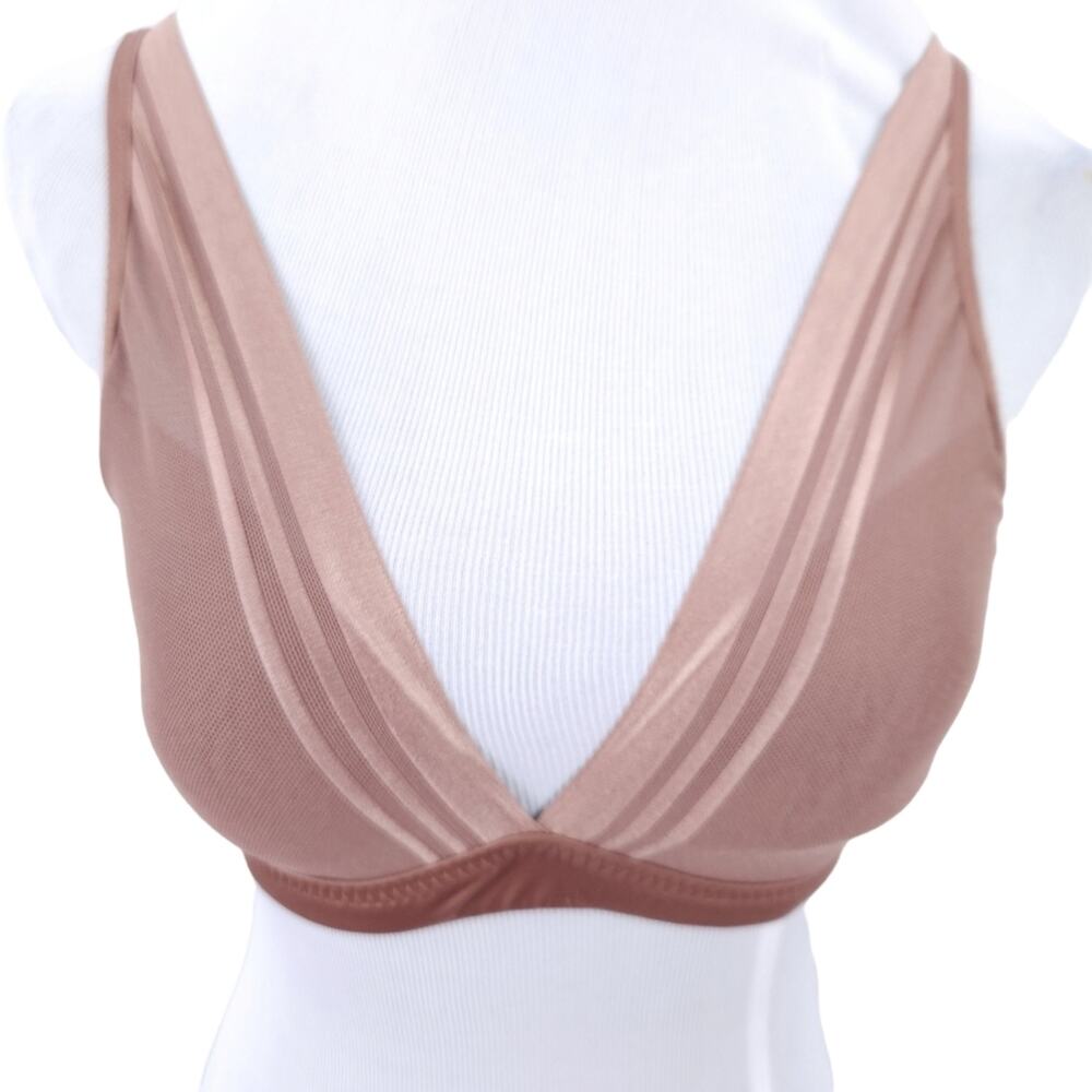 Ambrielle Wireless Bra Medium Brown, Back Closure Casual T-Shirt Bra Excellent
